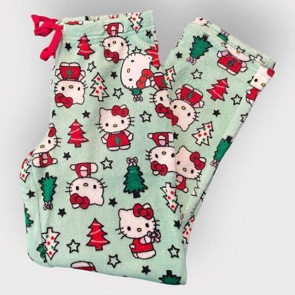 Hello Kitty “Christmas Trees” Fuzzy Soft Touch Pajama Pants Womens size Large - Picture 7 of 12